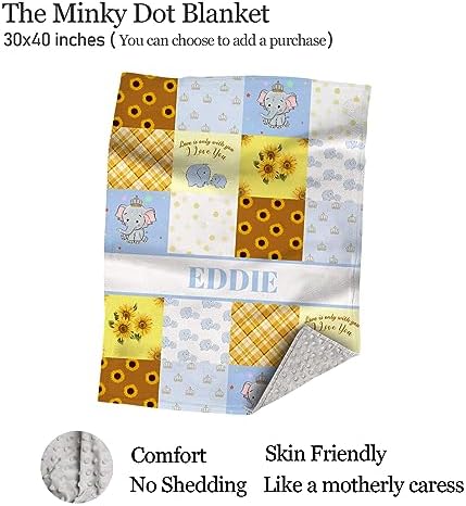 Personalized Crib Sheets with Name Soft and Safe Sunflower Elephant Design