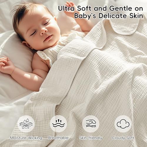 Davids Kids 47 x 47 4-Layer Muslin Blanket for Baby