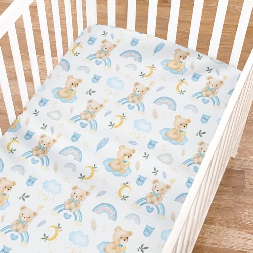 KASTLEE Watercolor Bear Rainbow Crib Sheets 52x28