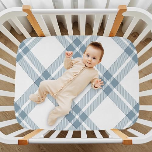 KICPOAY Plaid Crib Sheets for Baby Toddler