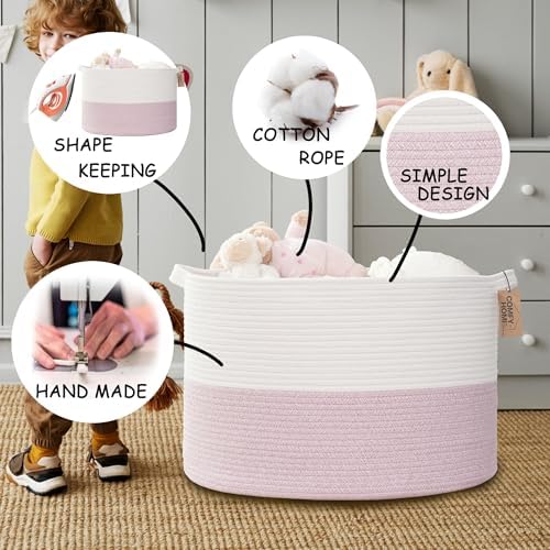 COMFY-HOMI XXL Blanket Storage Basket 21x21x136 - WhitePink