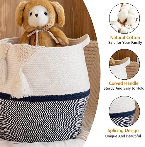 KAKAMAY 17x17 Cotton Woven Laundry Basket