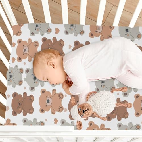 ALAZA Cute Teddy Bear Crib Sheets for Girls and Boys