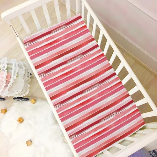 Gbjiemia Baby Crib Sheets Red Stripes for Boys Girls