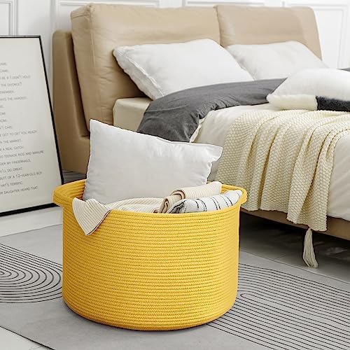MEGASKET Extra Large Yellow Woven Basket Storage