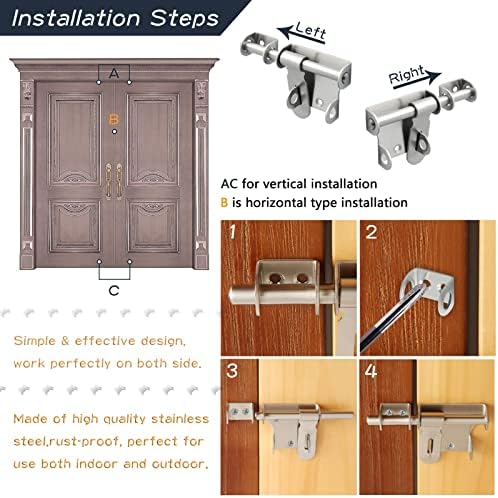 SHAUNI 6-Inch Stainless Steel Latch Bolt Lock 1