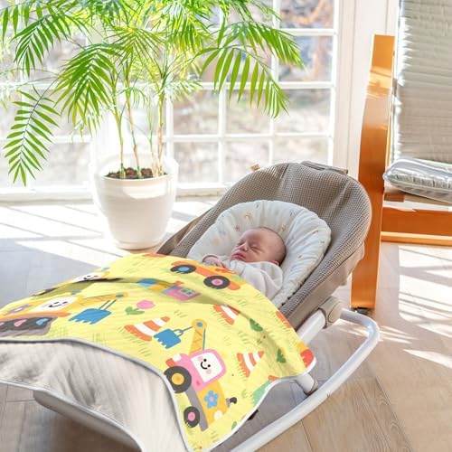 Sanluoli Baby Boy Blanket Yellow Cartoon Car 30x40in