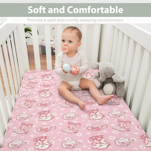 Pink Floral Bows Crib Sheet for Girl