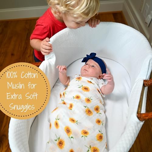 LollyBanks Sunflower Muslin Swaddle Blanket 47x47 Inches