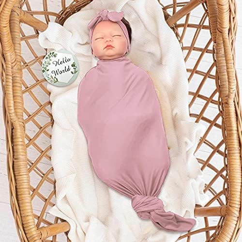 OWLOWLA Swaddle Blanket and Hat Set for Newborns Blush