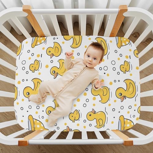 ALAZA Yellow Duck Crib Sheets for Girls and Boys