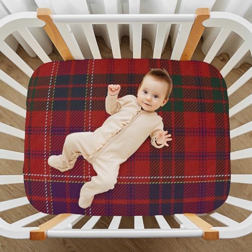 Joisal Red and Green Plaid Crib Fitted Sheet 52x28x9 1