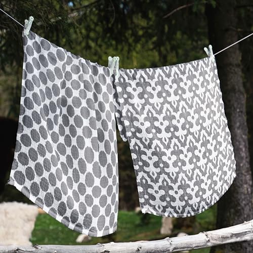 Bacati Ikat Swaddle Blankets Set of 4 Dots Leopard Pink Grey