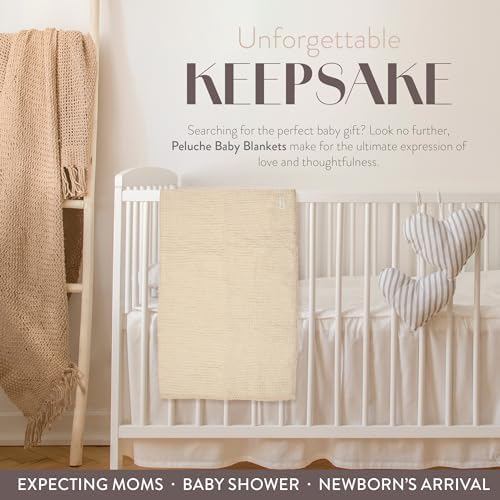 Woven Waffle Baby Blanket with Lace Trim - 35x45 Cream 100 Cotton