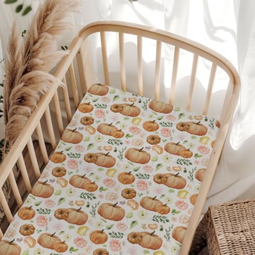 Soft Snug Fitted Crib Sheets with Pumpkin Design