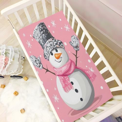 Wassud Snowman Disco Crib Sheets Set