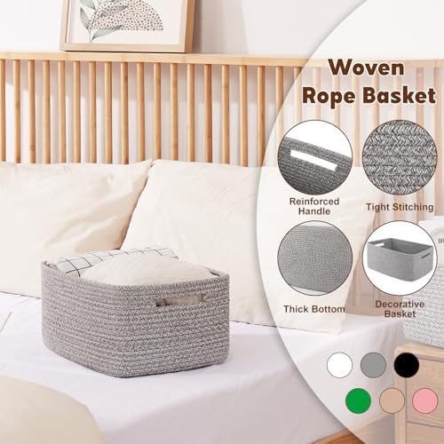 OIAHOMY 2 Pack Woven Storage Baskets for Shelves and Closets