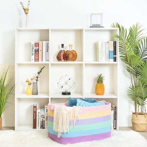 MINTWOOD Design 22in Rainbow Woven Storage Basket