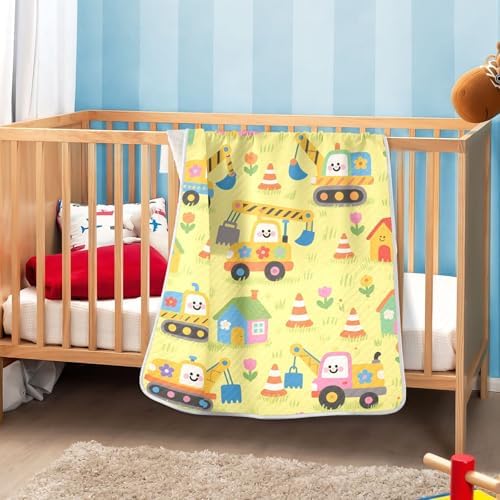Sanluoli Baby Boy Blanket Yellow Cartoon Car 30x40in