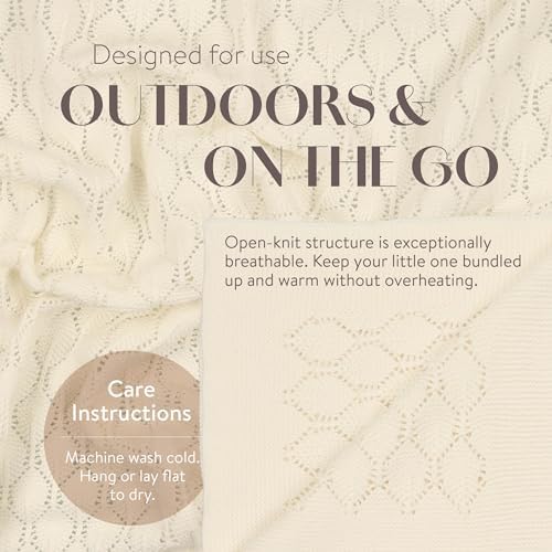 Chunky Pointelle Knit Baby Blanket 29 x 36 Unisex Swaddle
