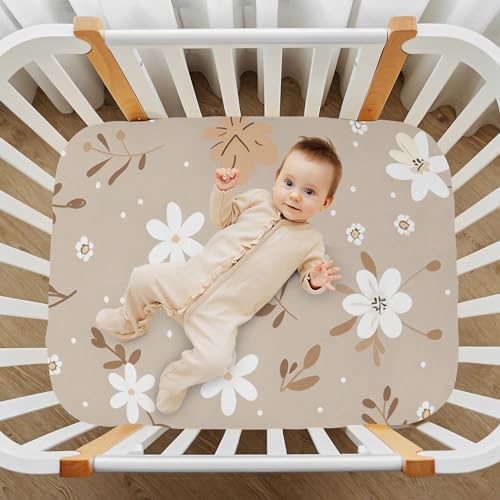 ALAZA Daisy Flower Boho Crib Sheets for Girls and Boys