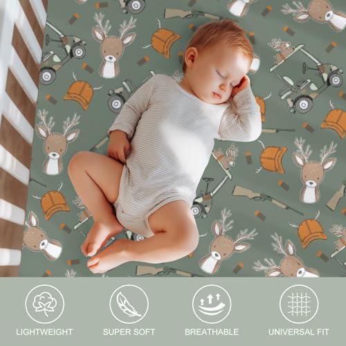 Camouflage Deer Fitted Crib Sheets for Boys and Girls 28x52