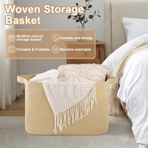 Extra Large 95L Woven Blanket Basket for Storage