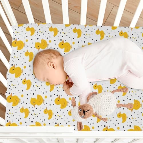 ALAZA Cute Yellow Duck Polka Dot Crib Sheets for Girls and Boys