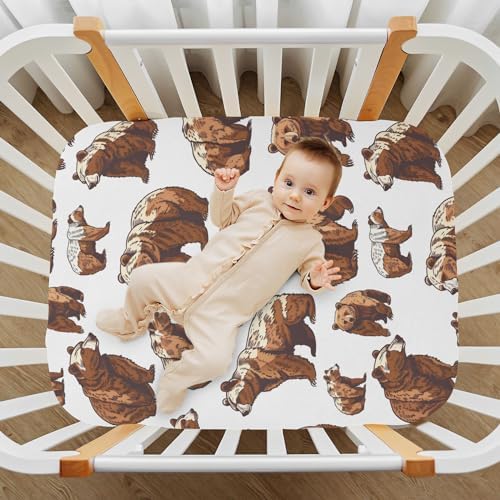 ALAZA Grizzly Bear Crib Sheets for Boys and Girls