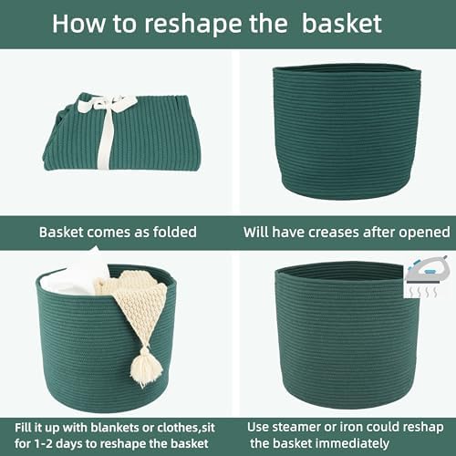 Cotton Rope Storage Basket for Baby Clothes and Toys Dark Green