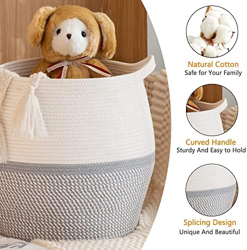 KAKAMAY 17x17 Cotton Woven Storage Basket Grey