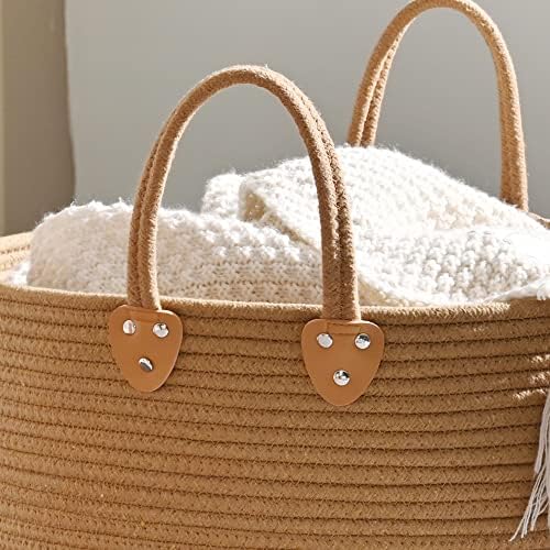 KAKAMAY Cotton Woven Storage Basket 18x18x16 Brown