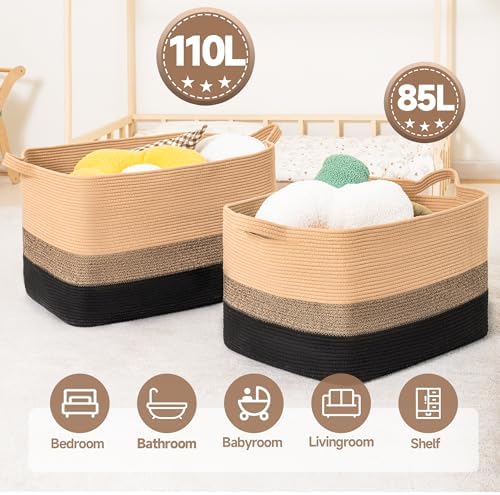 CLHMILYZ Square Cotton Rope Storage Basket - 22x17x138 Inches