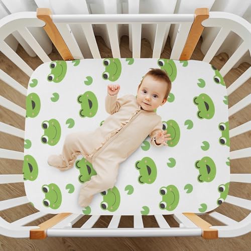 Happy Frogs Green Leaves Crib Sheets Playard Sheets for Baby Toddler