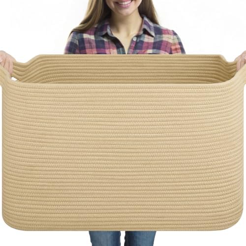 Extra Large 95L Woven Blanket Basket for Storage