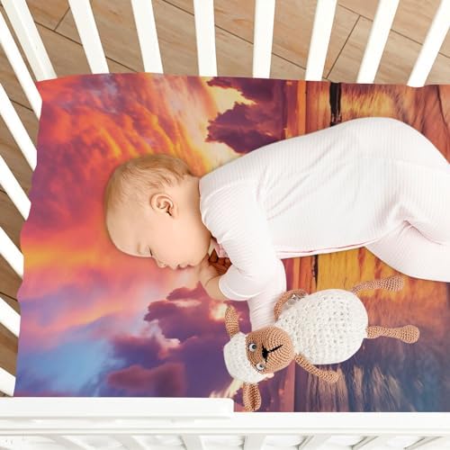 Wassud Vibrant Sunset Crib Sheets Set