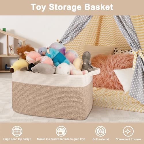 OIAHOMY 95L Woven Blanket Basket with Handle