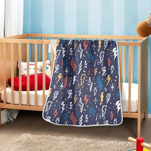 SHJI Baby Swaddle Blanket with Lightning Bolts Design 30x40in