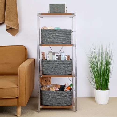 MiniArk 2-Pack Woven Storage Baskets 17x13x75 Dark Gray