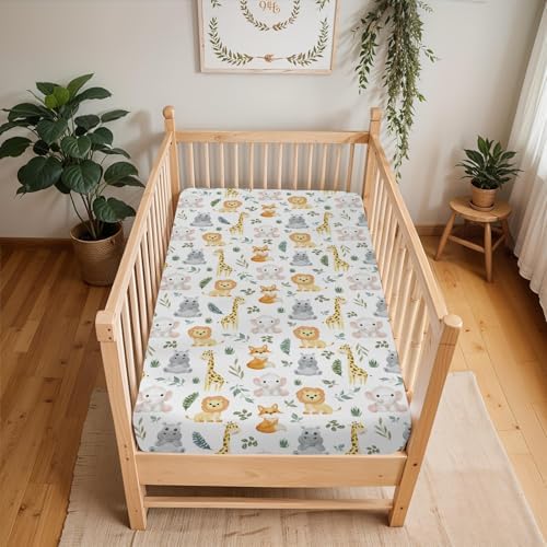 Safari Animals Crib Sheets for Boy Girl 28x52 Fitted