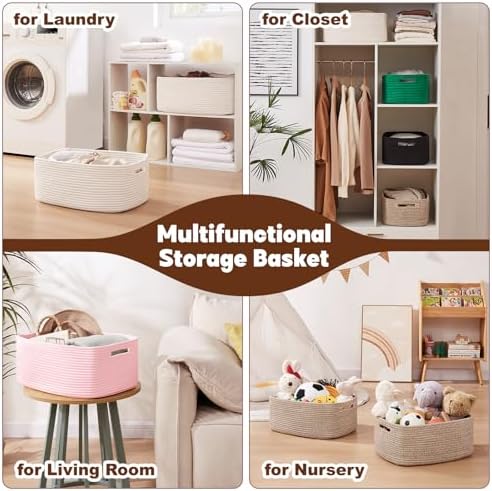 OIAHOMY 2 Pack Woven Storage Baskets for Shelves and Closets