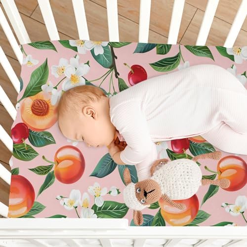 ALAZA Peach Tropical Fruit Crib Sheets for Girls and Boys