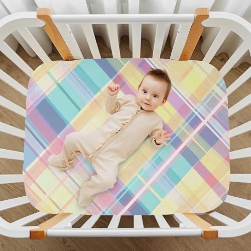 JIPONI Tartan Plaid Crib Sheet - Soft Breathable Fitted