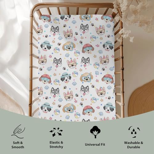 Cute Dog Pattern Crib Sheets 28x52 for Baby