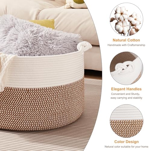 OIASKET XXL Woven Cotton Basket for Living Room Storage