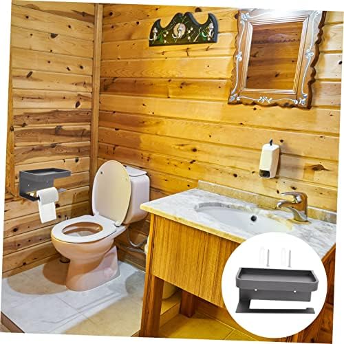STOBOK Wall Mounted Toilet Paper Holder with Shelf