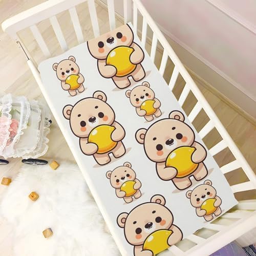 ALAZA Cute Cartoon Bear Crib Sheets for Boys and Girls