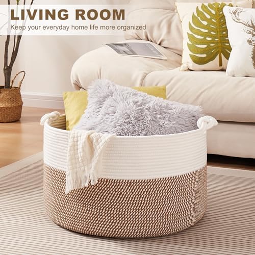 OIASKET XXL Woven Cotton Basket for Living Room Storage