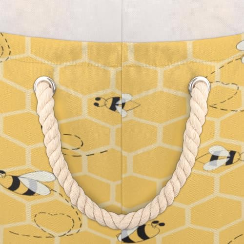Cute Yellow Bee Large Storage Basket with Handle