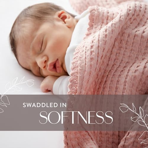 Woven Waffle Baby Blanket with Lace Trim - 35x45 Cream 100 Cotton